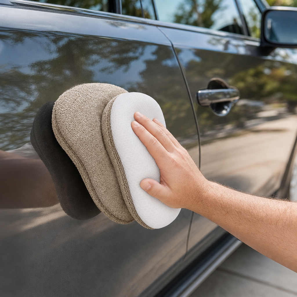 120 Pieces 2-in-1 Microfiber Car Wash Pad, Dual-Surface Vehicle Cleaning Tool, Beige and White, 27 x 14 x 7 cm
