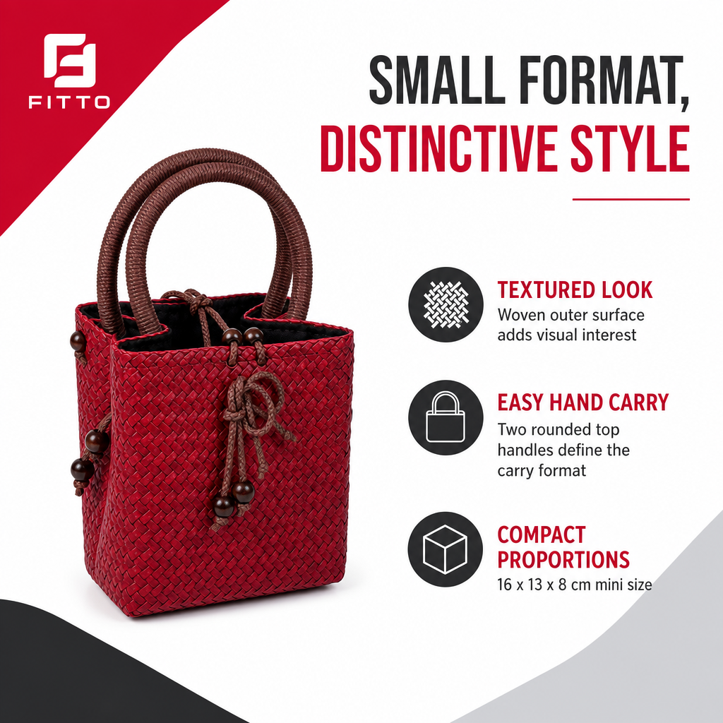 72 Pieces Mini Woven Handbags with Top Handles, Red, 16 x 13 x 8 cm