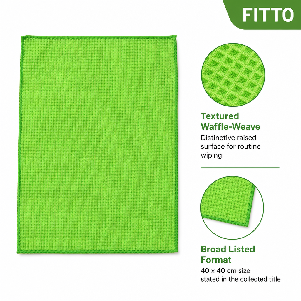 120 Pieces Waffle-Weave Microfiber Cleaning Cloth, 40 x 40 cm, Green