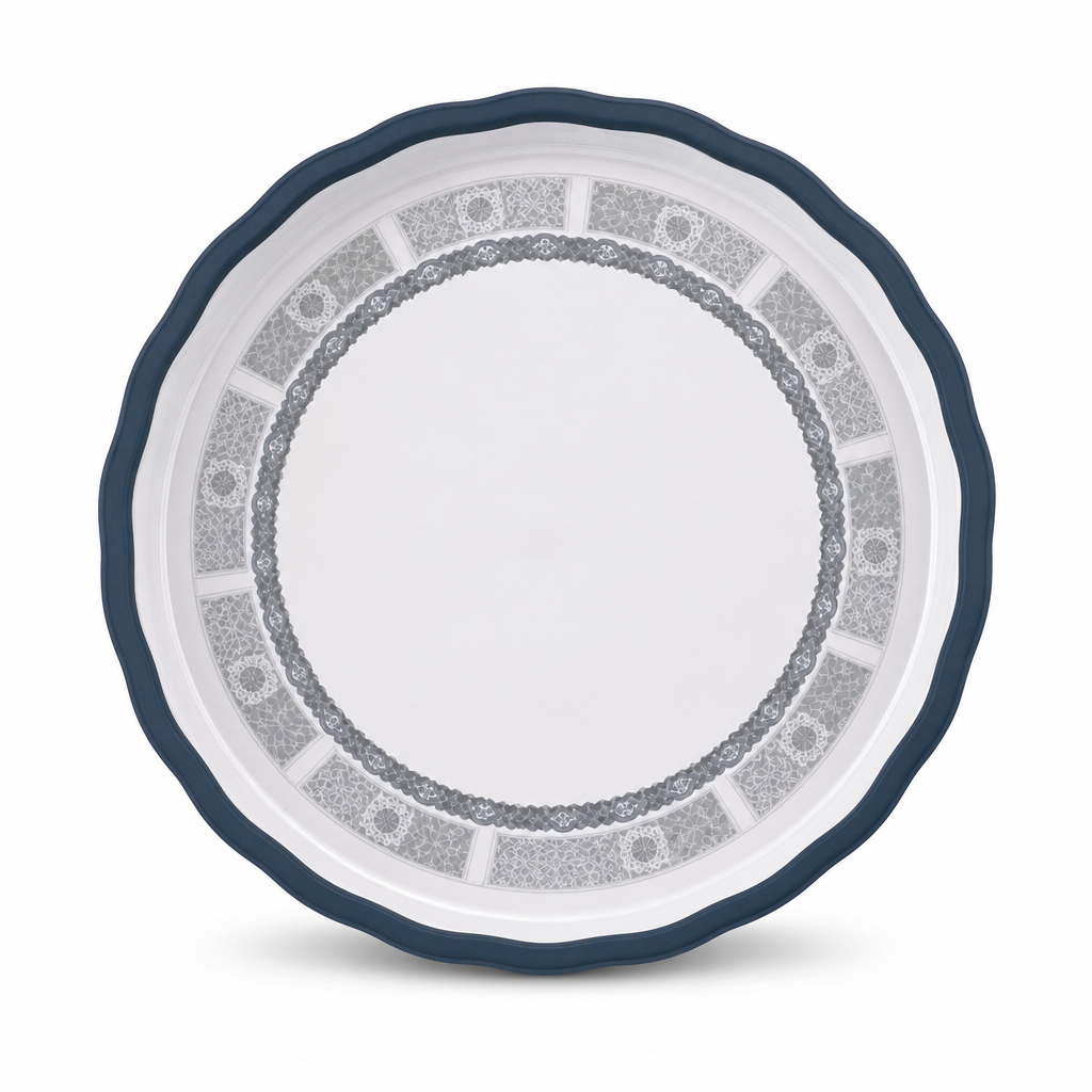 72 Pieces Melamine Round Wavy Serving Trays, 57 cm