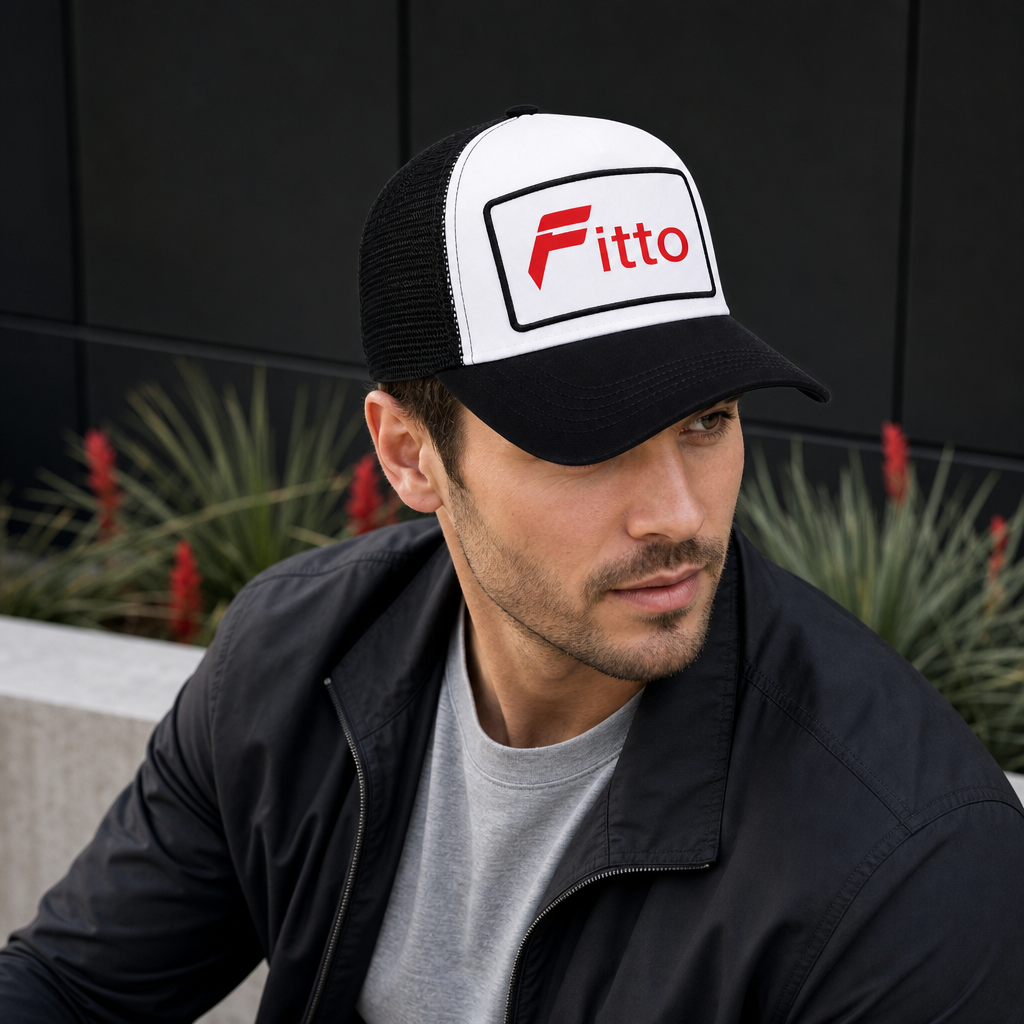 120 Pieces Black and White Dubai Trucker Cap with Curved Brim, Mesh Back, 1 Piece