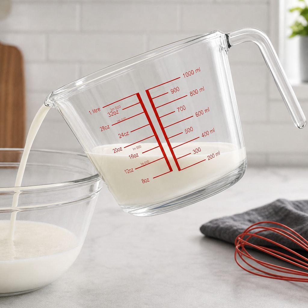 96 Pieces Tempered Glass Measuring Jug, 1000 ml, Clear, 1 Piece with Measurement Markings