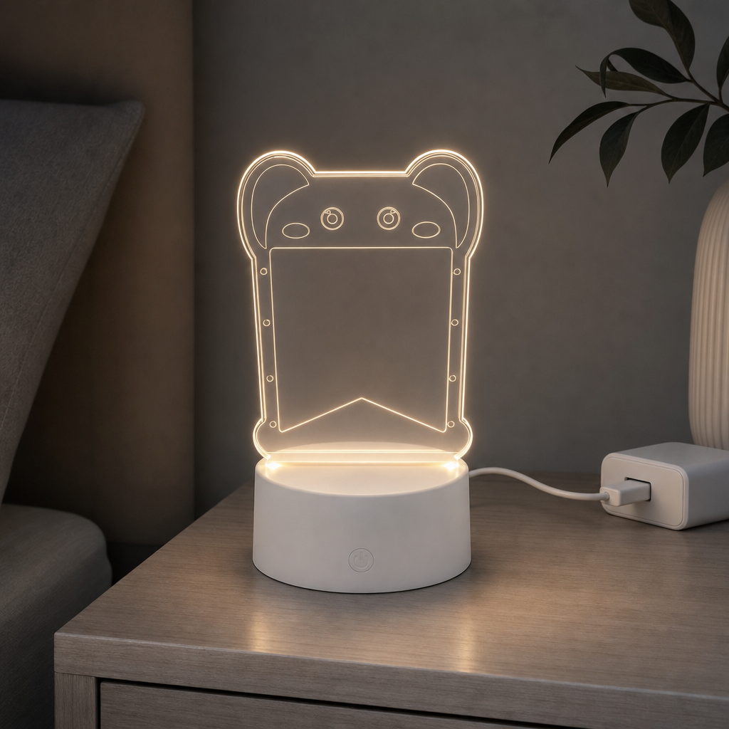 96 Pieces 3D Acrylic LED Night Lights with USB Base, Clear Plaque and White Stand, 1 Piece