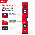 96 Pieces Spirit Level 30 cm (12 Inch), Red Aluminum Level with 3 Vials and Integrated Measuring Scale