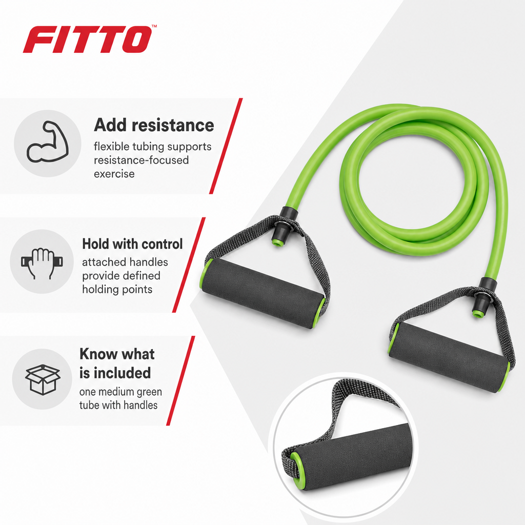 96 Pieces Resistance Bands with Handles, Medium Green Toning Tube for Home Exercise
