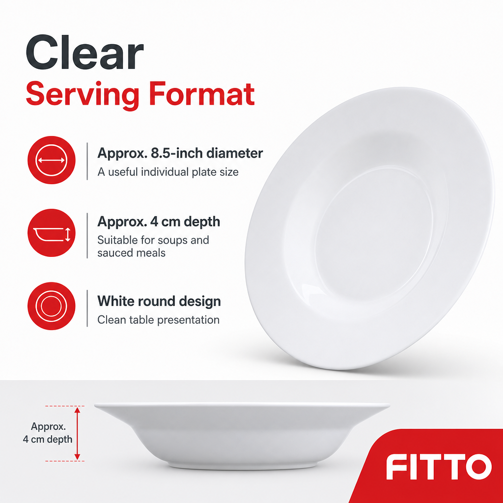 120 Pieces Soup Plate, White, 8.5 Inch, Round Tablewares Dish