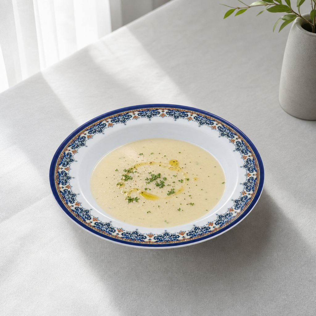 144 Pieces Melamine Soup Plate, 6 Inch Round Serving Dish with Decorative Blue Border