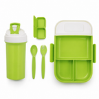 96 Pieces Assorted Colour Rectangular Plastic Lunch Box Set with 450 ml Bottle and Cutlery, 1 Set