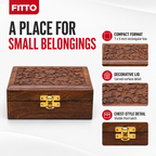 120 Pieces Wooden Rectangular Storage Box, Carved Lid and Front Latch, 7 x 5 Inch