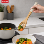 96 Pieces Wooden Slotted Spoon, 32 cm Natural Wood Cooking Utensils for Stirring and Serving