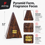 72 Pieces Wooden Pyramid Incense Burner Box, 6.5 Inch, Perforated Decorative Holder