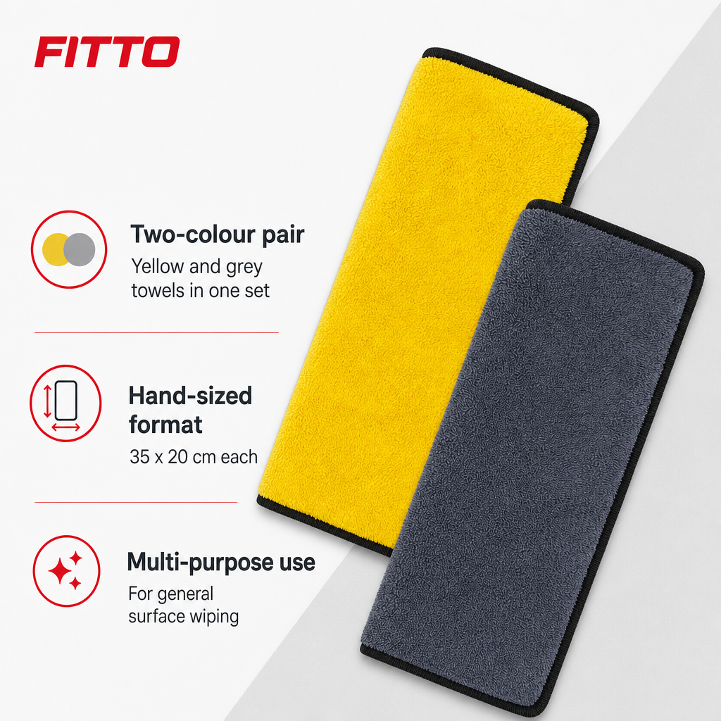 96 Pieces Microfibre Multi-Purpose Towels, Yellow and Grey, 35 x 20 cm, 2-Pack