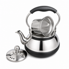 48 Pieces Stainless Steel Stovetop Kettle 1.5 L Silver and Black with Lid and Strainer, 1 Piece