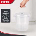96 Pieces Transparent Plastic Bucket with Lid and Carry Handle, 17 Litre