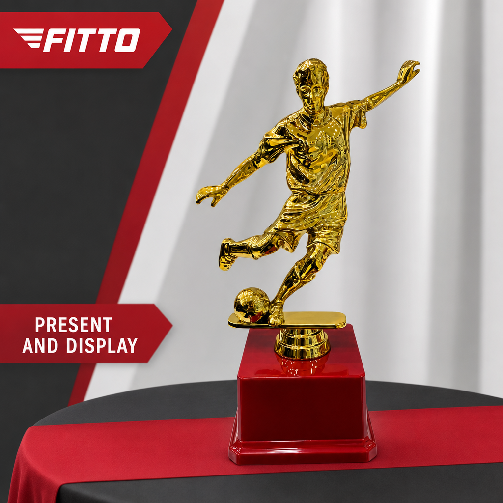 72 Pieces Football Player Trophy, 29 cm, Gold-Tone Sports Award with Red Base
