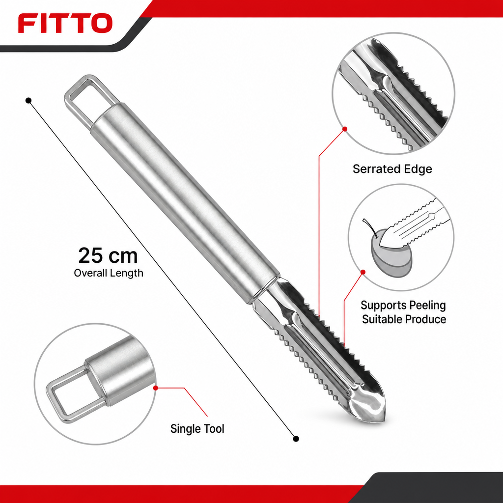 96 Pieces Stainless Steel Serrated Peeler, Single Kitchen Vegetable and Fruit Peeling Tool, 25 cm