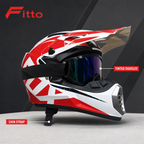 48 Pieces Full-Face Off-Road Motorcycle Helmets with Tinted Goggles, Red and White