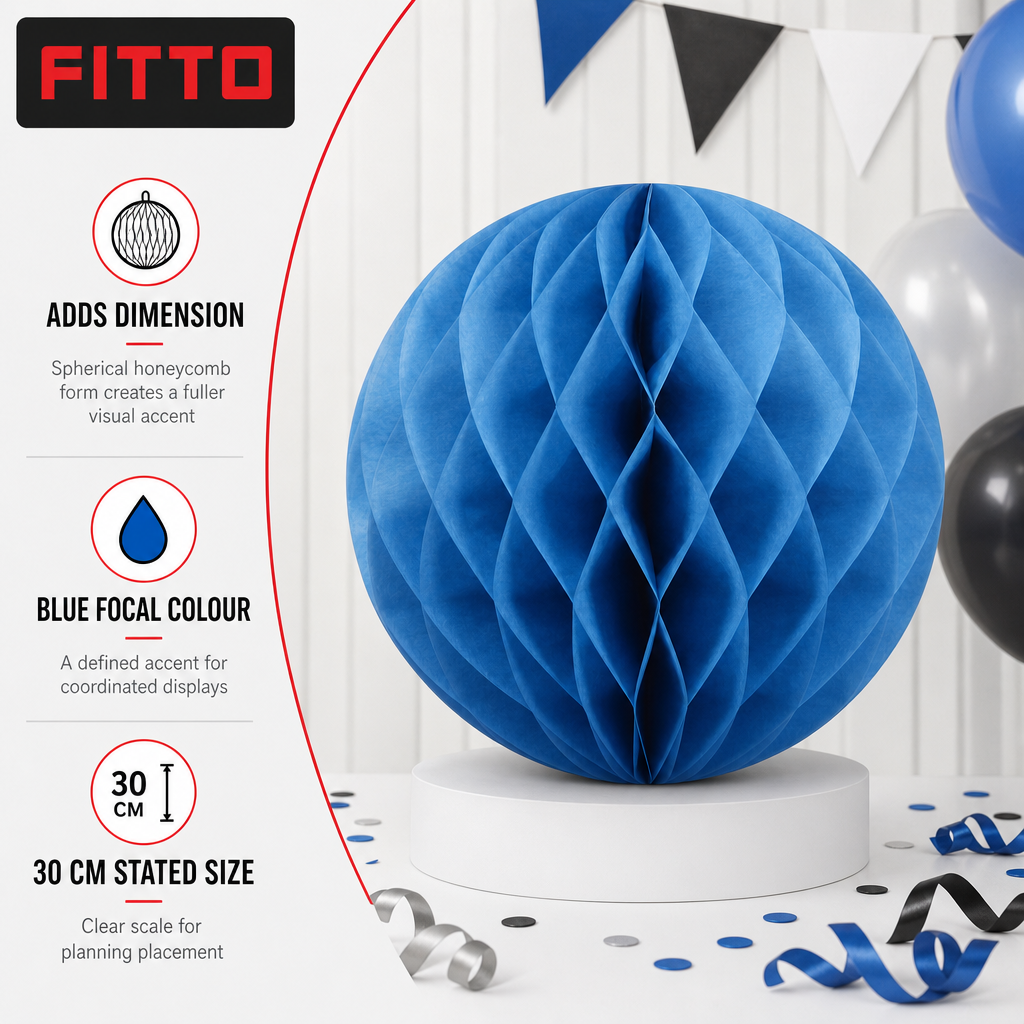 240 Pieces Blue Paper Honeycomb Ball Decoration, 30 cm, 1 Piece