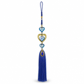 144 Pieces Blue and Gold Hanging Tassel Ornament with Heart Detail, Decorative Home Accent, 1 Piece, 30 cm
