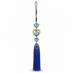 144 Pieces Blue and Gold Hanging Tassel Ornament with Heart Detail, Decorative Home Accent, 1 Piece, 30 cm