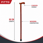 96 Pieces Wooden Walking Canes with Curved Handle, Reddish Brown, 96 cm