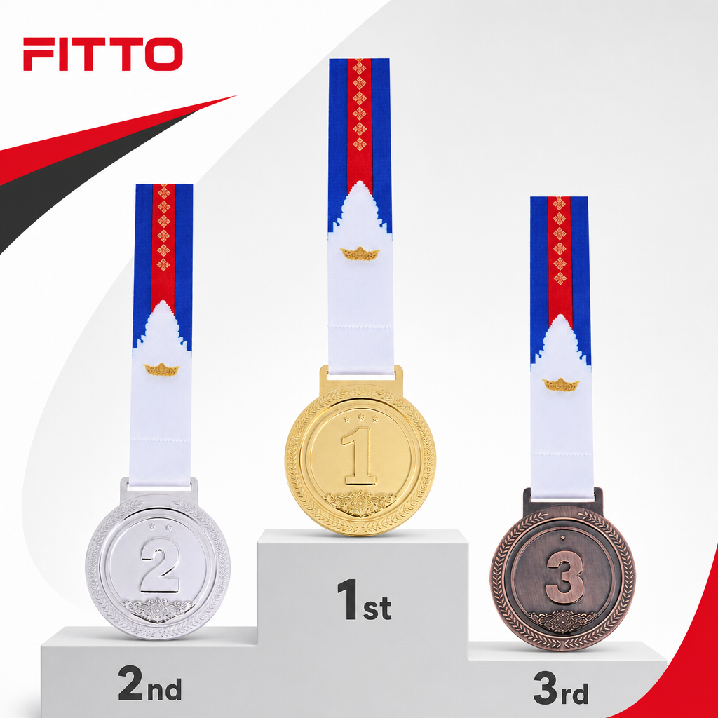 144 Pieces Winner Medal Set with Ribbons, Gold Silver Bronze Assorted, 10 x 8 cm