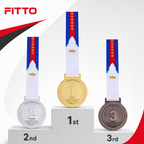 144 Pieces Winner Medal Set with Ribbons, Gold Silver Bronze Assorted, 10 x 8 cm