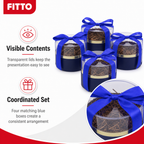 60 Pieces Blue Round Acrylic Presentation Boxes with Ribbon, 12 x 12 x 11.5 cm, 4 Pieces