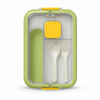 96 Pieces Green Rectangular Compartment Lunch Box with Secure Lid and Cutlery, 1 Piece