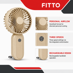 120 Pieces Beige Rechargeable Mini Hand Fan, Portable Handheld Fan with Three Speed Settings
