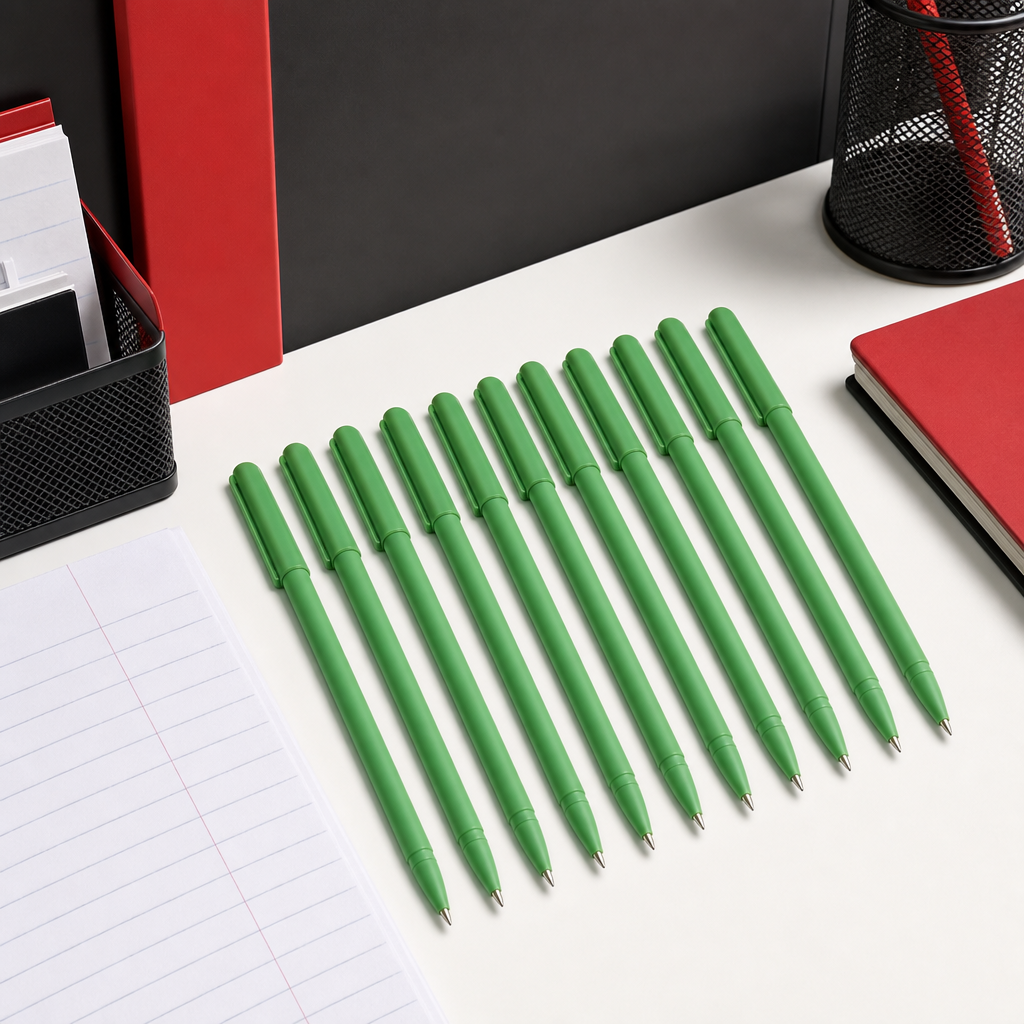 144 Pieces Ball Pens, Green Matt Body, 12 Pack