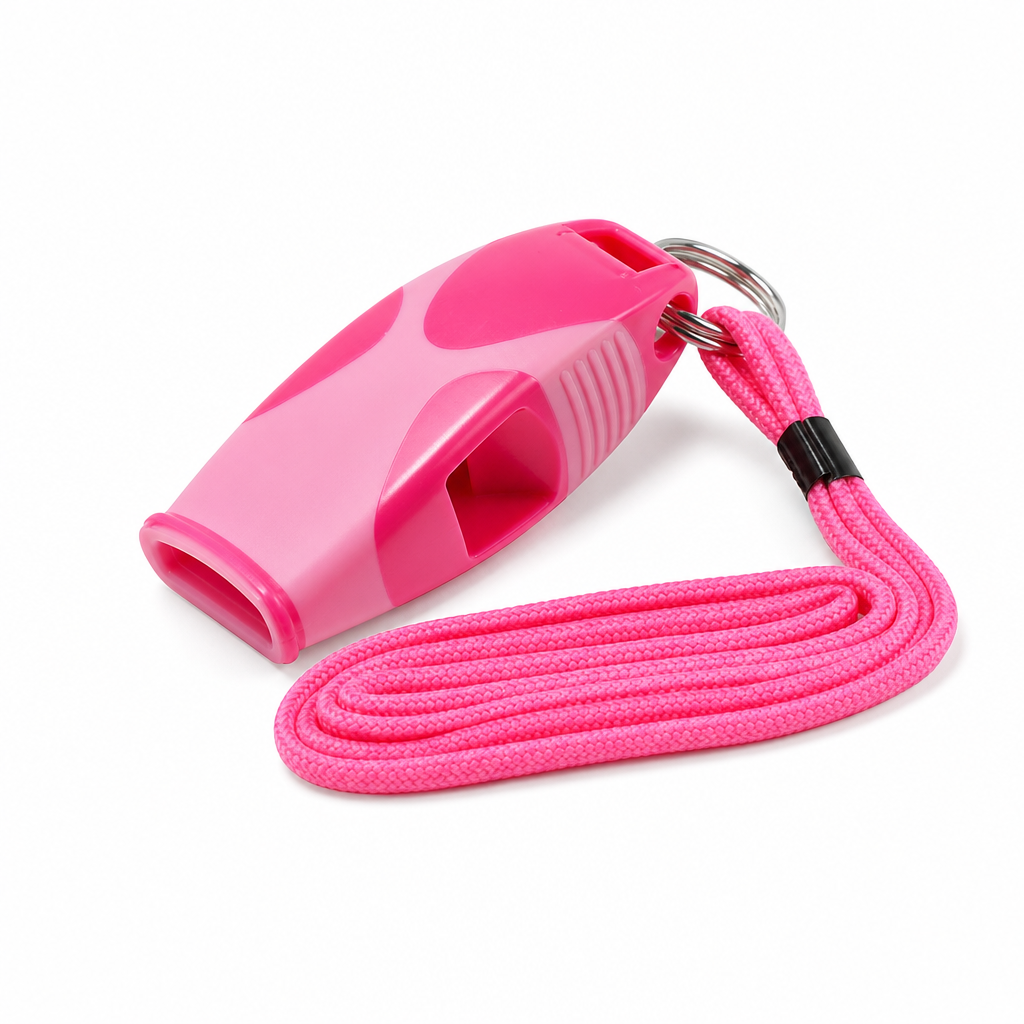 96 Pieces Sports Whistles, Pealess Design with Lanyard, Pink