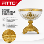 48 Pieces Decorative Pedestal Serving Bowl, White and Gold Ornate Table Centrepiece, 1 Piece