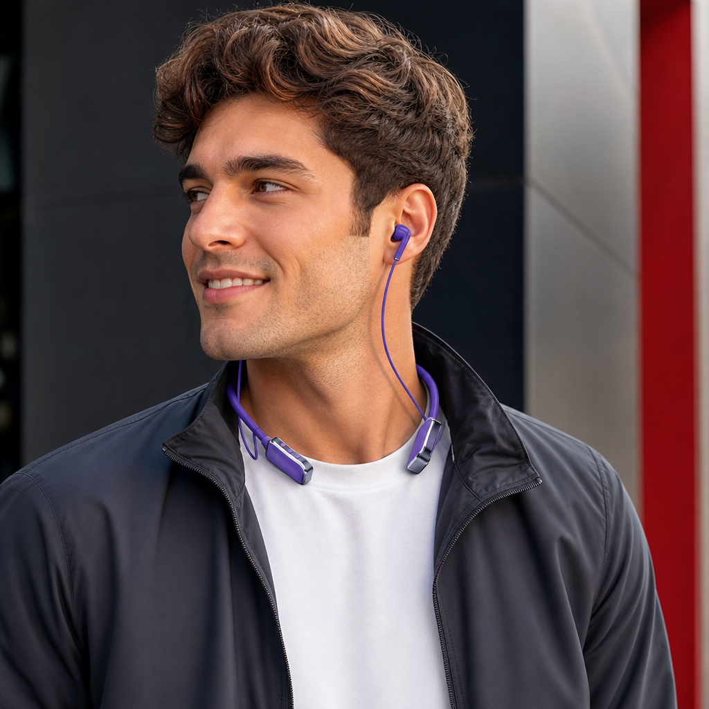 96 Pieces Wireless Neckband Earphones with 48H Playtime, 380-Degree Flexible Band and LED Display