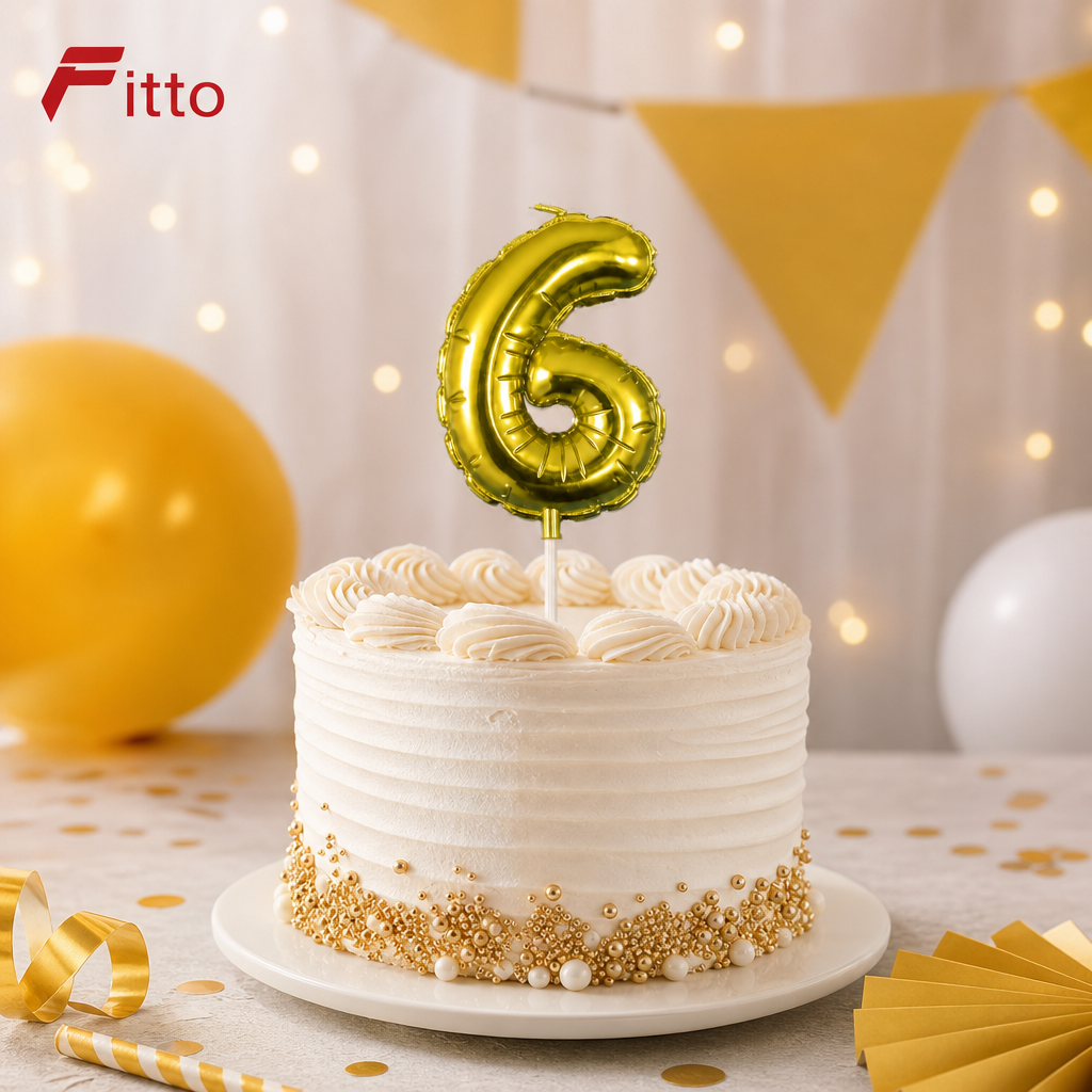 144 Pieces Gold Number 6 Birthday Cake Candle, 9 cm, Single Piece