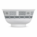 144 Pieces Rice Bowl, 4 Inch, Grey With Geometric Border, Single Tablewares Bowl for Side Portions and Serving