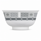 144 Pieces Rice Bowl, 4 Inch, Grey With Geometric Border, Single Tablewares Bowl for Side Portions and Serving