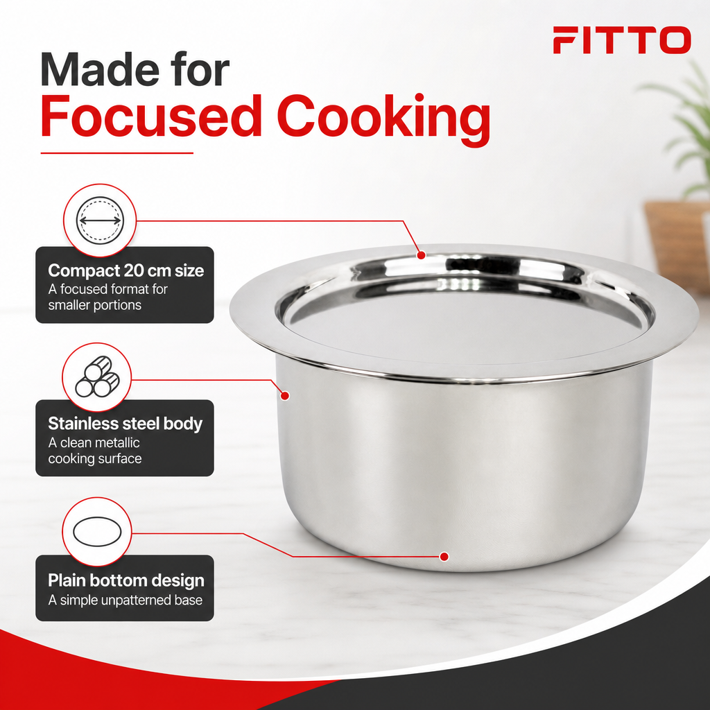 72 Pieces Stainless Steel Cooking Pan with Plain Bottom, 20 cm