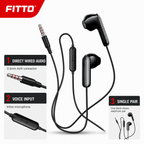 144 Pieces Wired Stereo Earphones with Inline Microphone, 3.5mm AUX Connection, Black