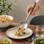 120 Pieces Stainless Steel Serving Spoon with Wooden Handle, 37 cm