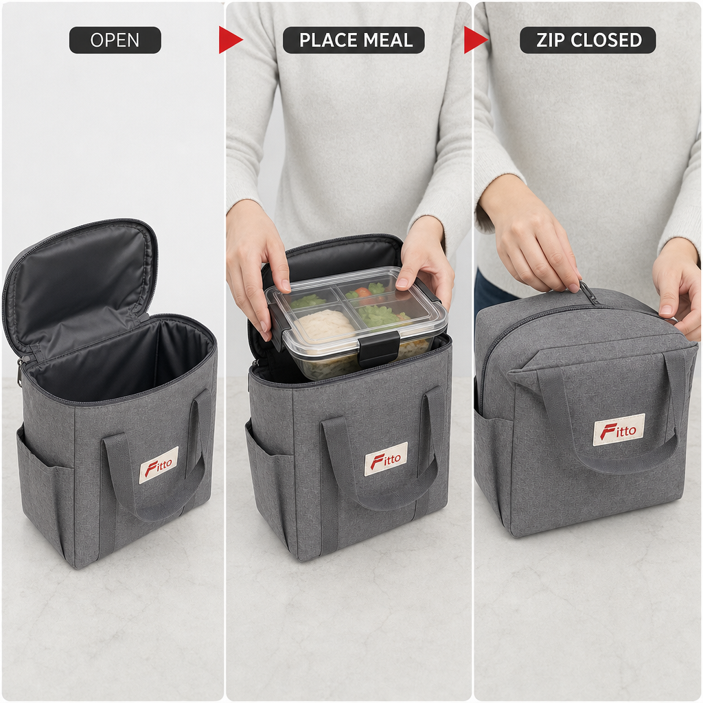 96 Pieces Insulated Lunch Bag with Carry Handle, Grey, 1 Piece