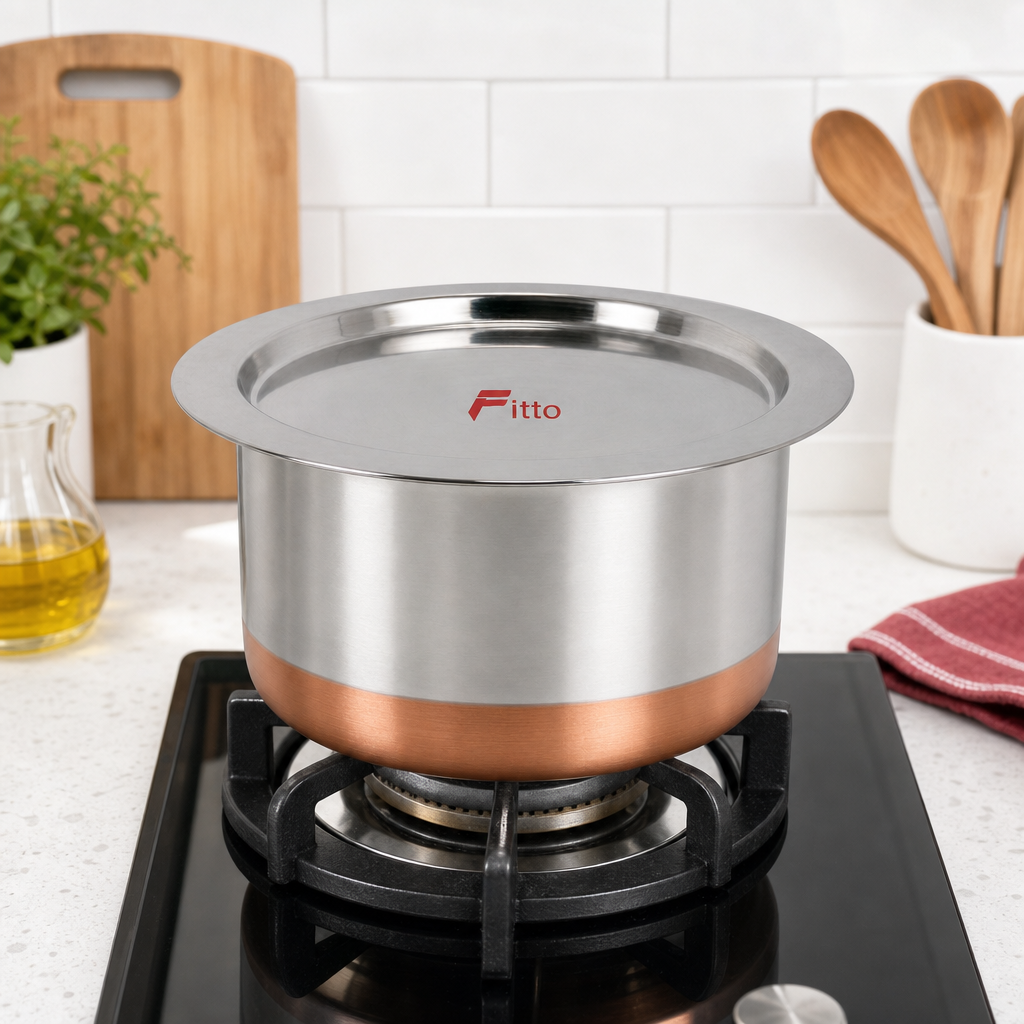 48 Pieces Stainless Steel Cooking Pan with Copper Bottom, 26 cm