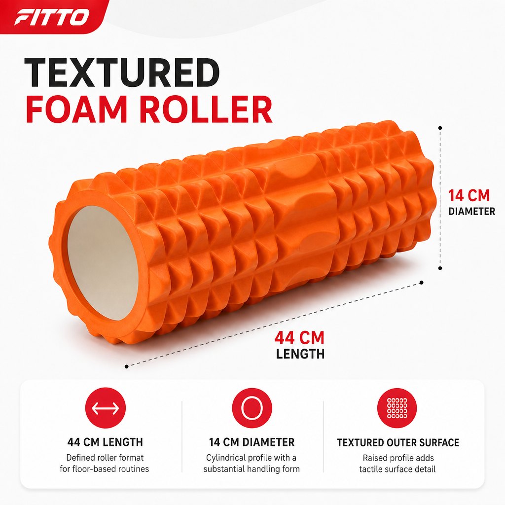72 Pieces Textured Foam Yoga Roller, 44 cm, Orange, Cylindrical Fitness Recovery Tool