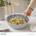 96 Pieces Melamine Salad Bowl, 9 Inch, Grey Geometric Border