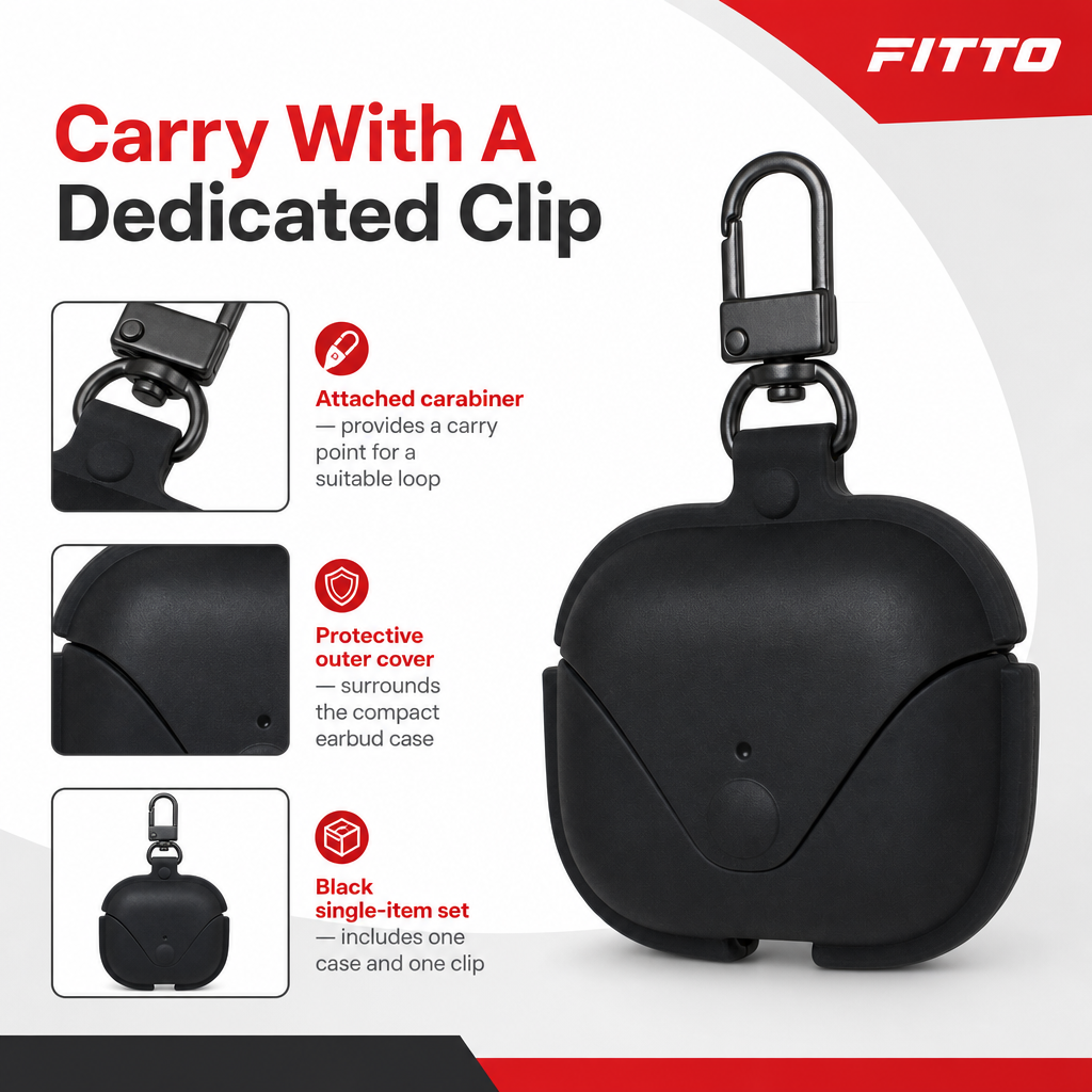 120 Pieces Protective Earbud Cases with Carabiner Clip, Black
