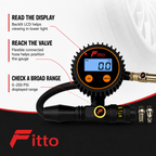 48 Pieces Digital Tyre Pressure Gauges with PVC and Nitrile Hose, 0–200 PSI Range, Backlit LCD Display