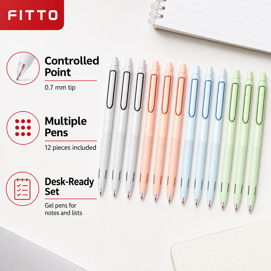 72 Pieces Gel Pens, 0.7 mm, 12 Pieces