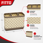 120 Pieces Rectangular Plastic Cutlery Holder with Draining Organizer, Cream and Brown, 19 x 13 x 15 cm