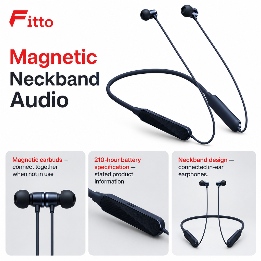 96 Pieces Magnetic Neckband Earphones BH-10, 210-Hour Battery, Wireless In-Ear Audio
