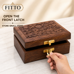 120 Pieces Wooden Rectangular Storage Box, Carved Lid and Front Latch, 7 x 5 Inch